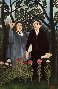 Muse Inspiring the Poet. Portrait of Apollinaire and Marie Laurencin, by Henri Rousseau, 1909