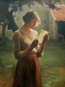 femme affichant une lettre