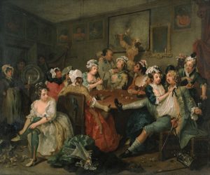 Hogarth's third painting, showing Tom experiencing a brothel in London
