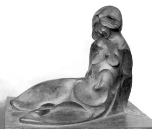 1922, Femme au repos en creux bronze